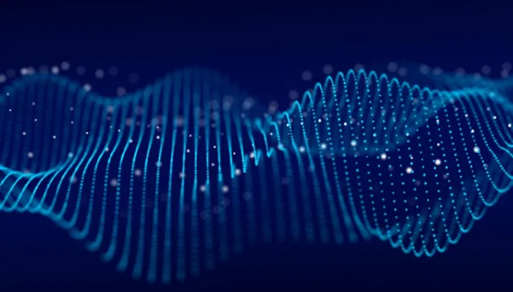 Blue dotted wave lines creating a flowing digital motion.