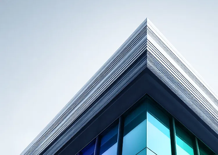 Upshot of the edge of a modern building