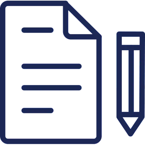 A notepad with checlist and a pencil sign