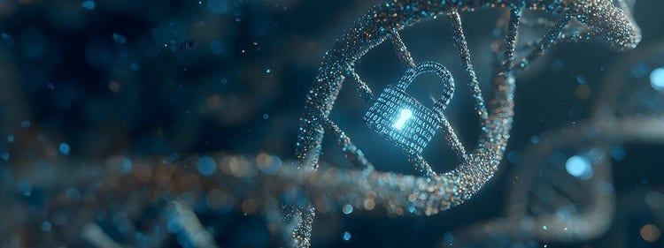 DNA with lock graphic image