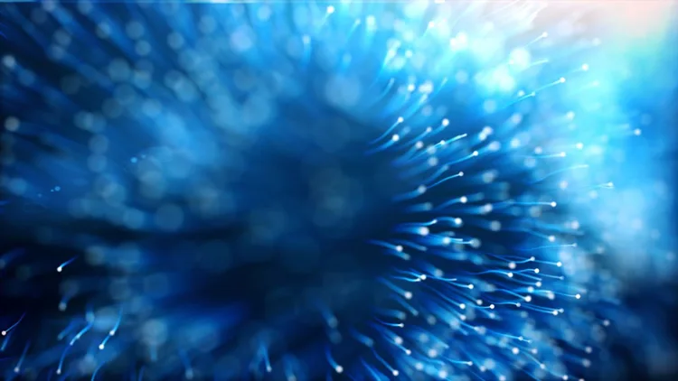 Abstract photo of blue strands of optical tubelights