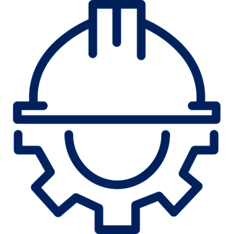 Icon of a construction helmet, symbolizing engineering and safety in the construction industry