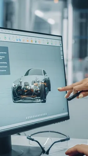 A computer screen displaying the image of a car