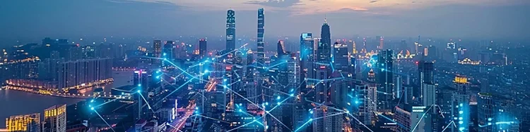 illuminated city skyview